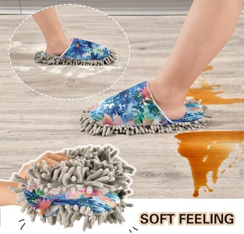 Zhirexin Watercolor Cleaning Slippers with Microfiber Mop Pad