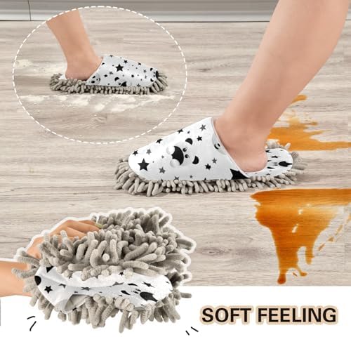 Bulletgxll Panda and Star Microfiber Cleaning Slippers