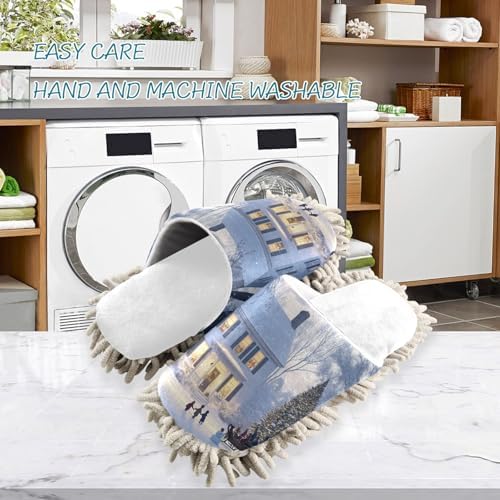 RunningBear White Christmas Design Mop Slippers for Home