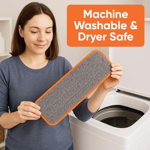 Superio 4-Pack Microfiber Mopping Pads - 8x45 Reusable Streak-Free