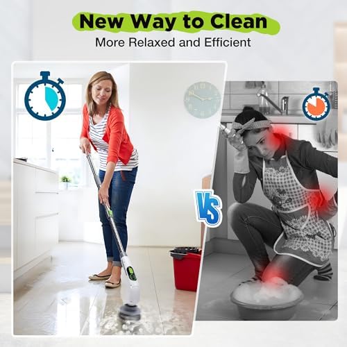 WORKPRO Electric Spin Scrubber Cordless 3-Speed Waterproof 8 Brush Heads