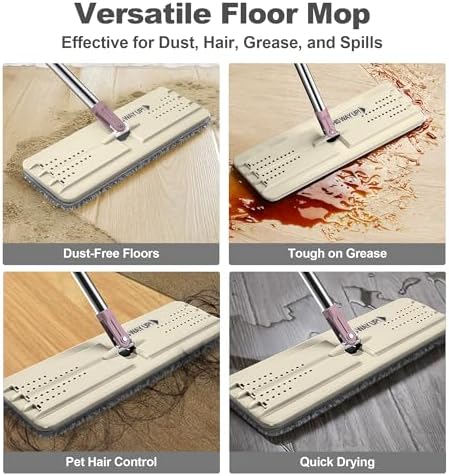 JOYMOOP Flat Mop with Microfiber Pad - 50 Beige Blush Brown