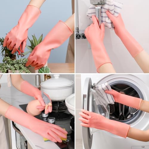 3 Pairs Natural Rubber Dishwashing Gloves for Hand Protection and Cleanliness