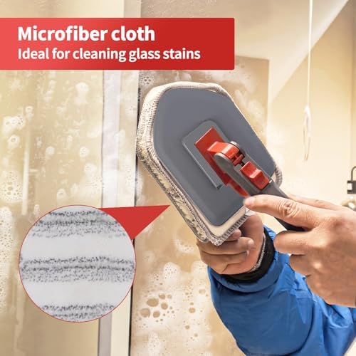 Hohoky Tile Tub Scrubber Brush No Scratch with 4 Cleaning Heads and 51 Long Handle