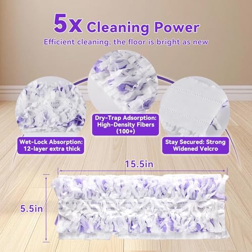 30 Pack Guettsy Power Mop Pads Refills - Heavy-Duty Multi-Surface Wood Floor Cleaning