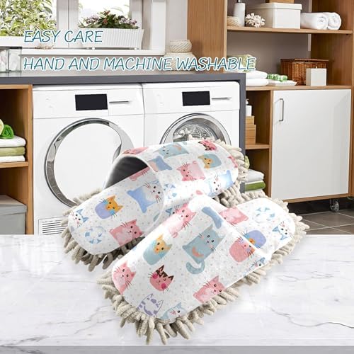 Burbuja Cartoon Cats Mop Slippers for Home Cleaning 1