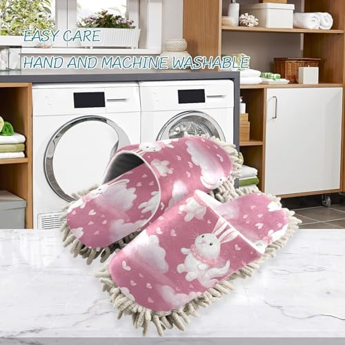 Bulletgxll Cute Rabbits Microfiber Cleaning Slippers - L Size