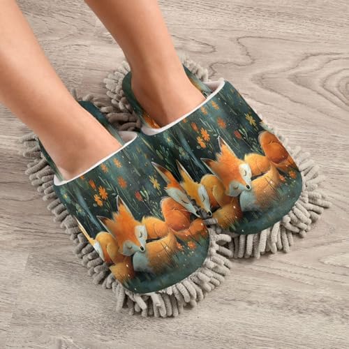 Zhirexin Cartoon Cute Fox Mopping Slippers