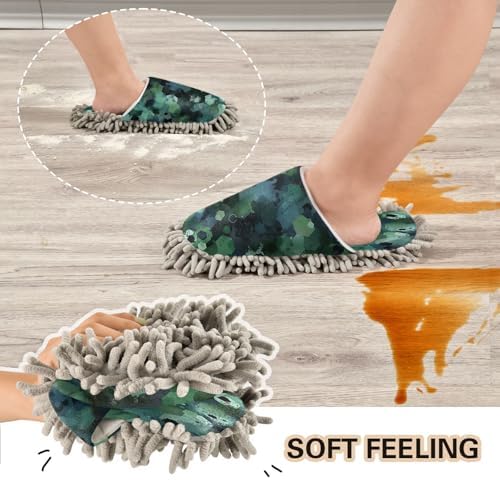 Zhirexin Dark Green Mop Slippers for Home Cleaning