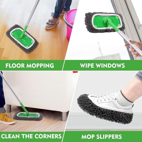 8Pcs Reusable Microfiber Mop Pads - Dry Wet Cleaning