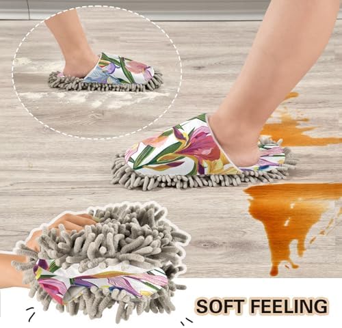 Zhirexin Colorful Flowers Microfiber Mop Slippers