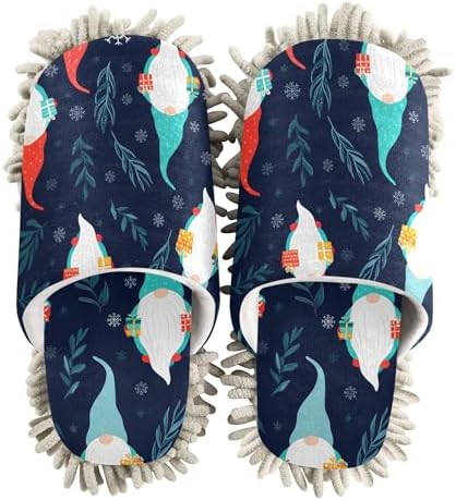 Burbuja Scandinavian Christmas Gnome Mop Slippers for Women Men