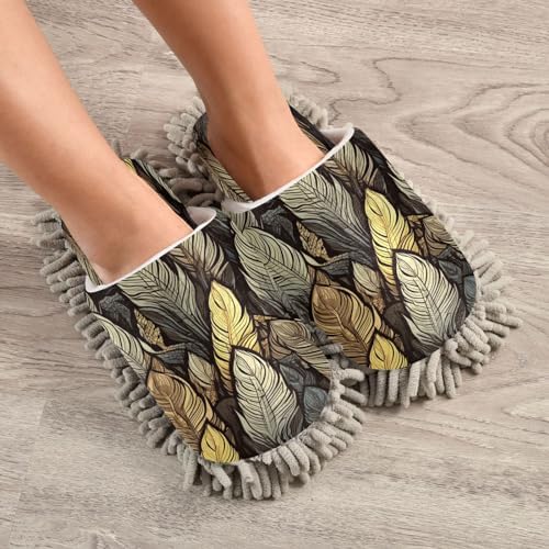 Bulletgxll Brown Feathers Mopping Slippers Washable