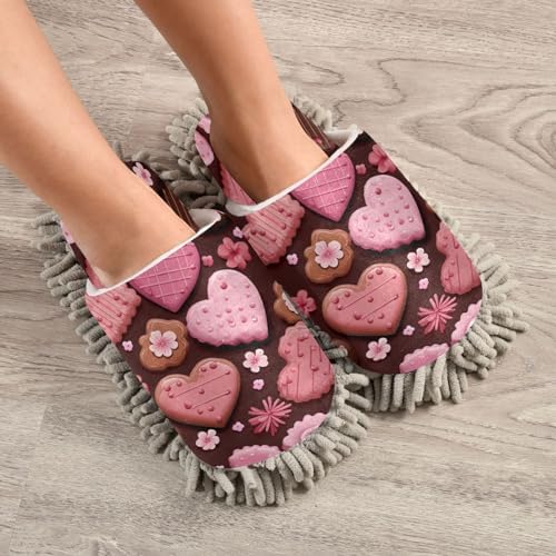 Bulletgxll Heart Mop Slippers - Washable Soft and Durable