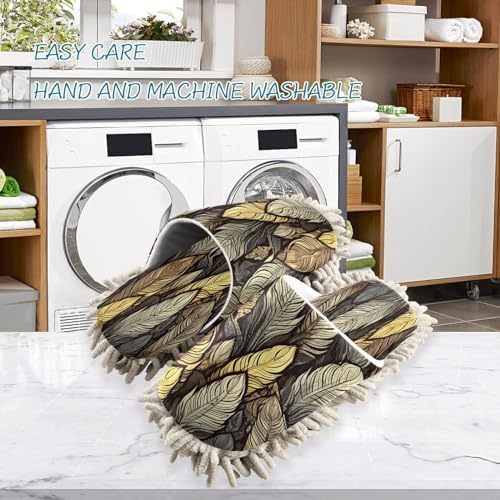 Bulletgxll Brown Feathers Mopping Slippers Washable