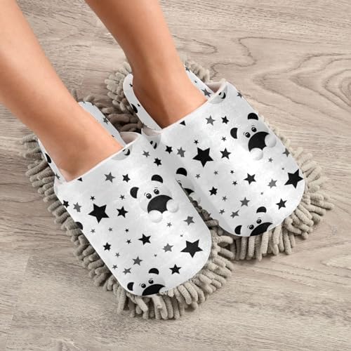 Bulletgxll Panda and Star Microfiber Cleaning Slippers