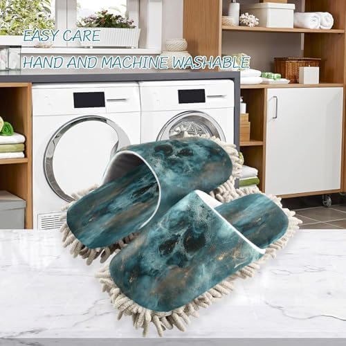 Zhirexin Green Misty Skeleton Mop Slippers