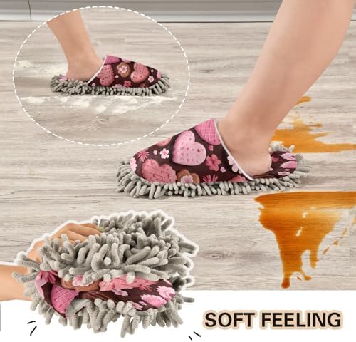 Bulletgxll Heart Mop Slippers - Washable Soft and Durable