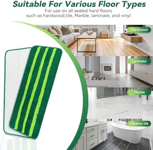 Sgizoku Mop Head Replacement - 8 Pack Washable Microfiber Pads for Wet Dry Cleaning