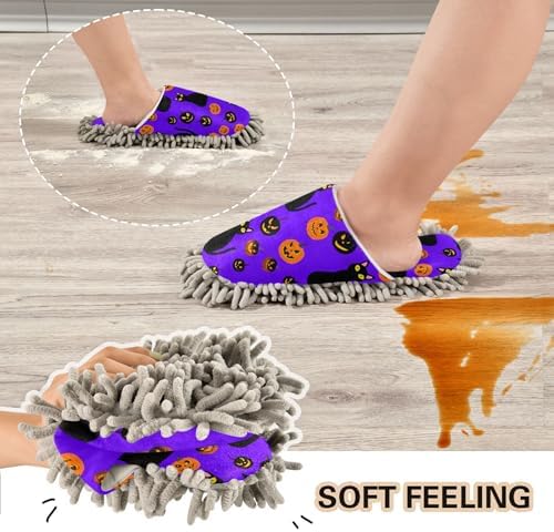 Burbuja Cats Pumpkins Mop Slippers for Wet and Dry Cleaning