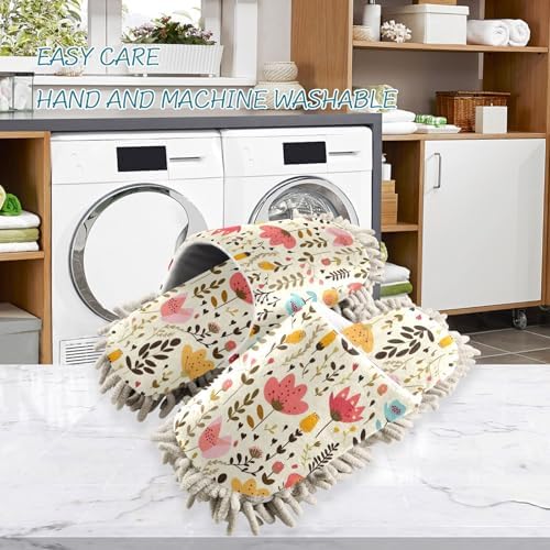 RunningBear Mop Slippers with Floral Design for Women and Men