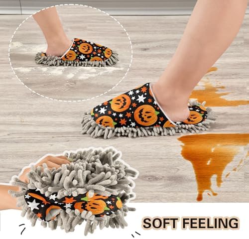 Burbuja Jack O Lantern Mop Slippers for Women Men