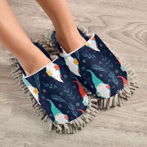Burbuja Scandinavian Christmas Gnome Mop Slippers for Women Men