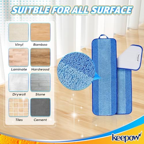 KEEPOW Microfiber Mop Pad 18 Inch 44 Pack