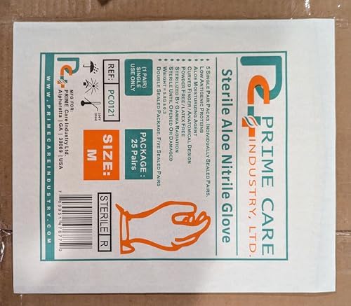 Prime Care Sterile Aloe Nitrile Gloves 25 Pairs Box