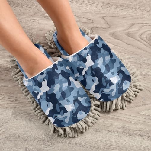 Zhirexin Blue Microfiber Mop Slippers for House Cleaning