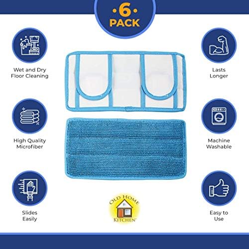 Old Home Kitchen Microfiber Reusable Mop Pad 6 Pack