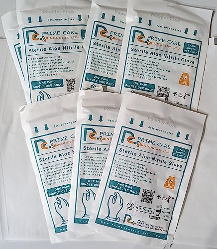 Prime Care Sterile Aloe Nitrile Gloves 25 Pairs Box