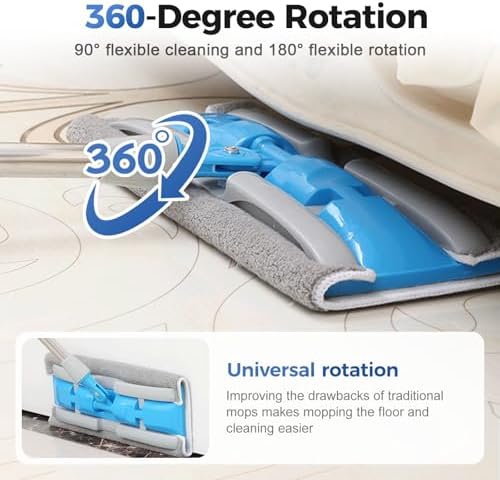 SENOY Flat Mop with Reusable Microfiber Pads