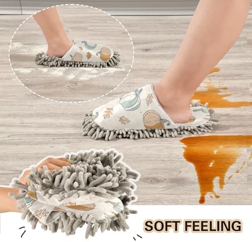 Zhirexin Thanksgiving Cleaning Slippers with Microfiber Mop Pads 1