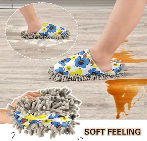 Burbuja Abstract Flowers Mop Slippers for Home Use