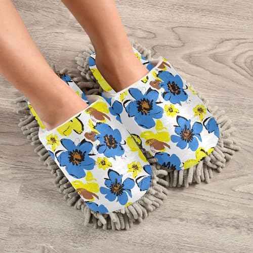 Burbuja Abstract Flowers Mop Slippers for Home Use
