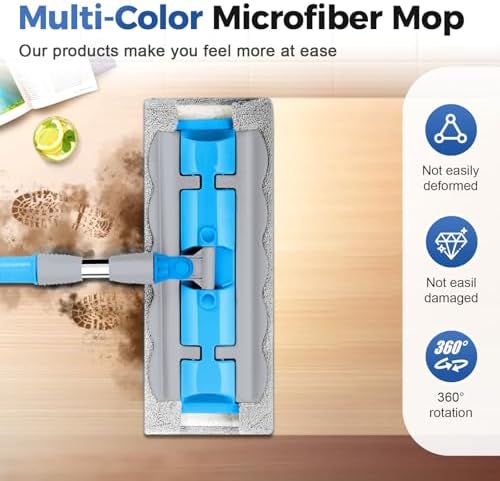 SENOY Flat Mop with Reusable Microfiber Pads