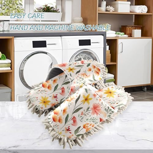 RunningBear Watercolor Flowers Mop Slippers for Home Cleaning
