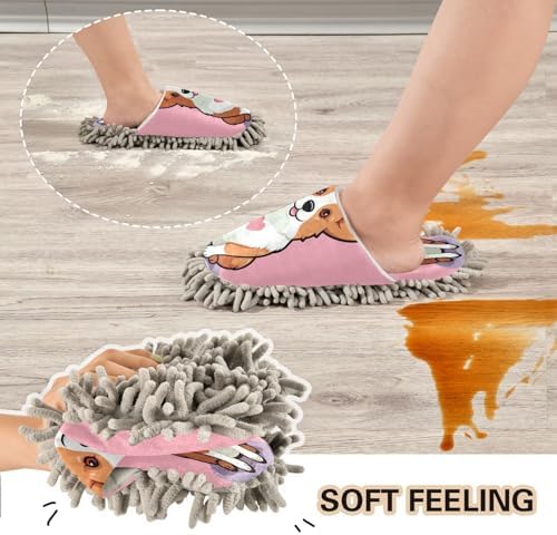 Bulletgxll Cartoon Dog Mop Slippers Washable