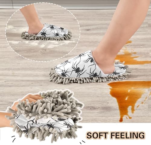 Zhirexin Halloween Black Mop Slippers for Men Women