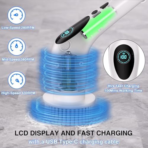 TiKenSo Electric Spin Scrubber with 3 Speeds and Voice Prompt