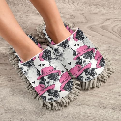Bulletgxll Dog Mop Slippers Washable Microfiber Floor Cleaning Shoes