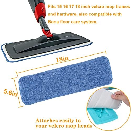 18 Inch Microfiber Spray Mop Replacement Heads - Blue 10 Pack