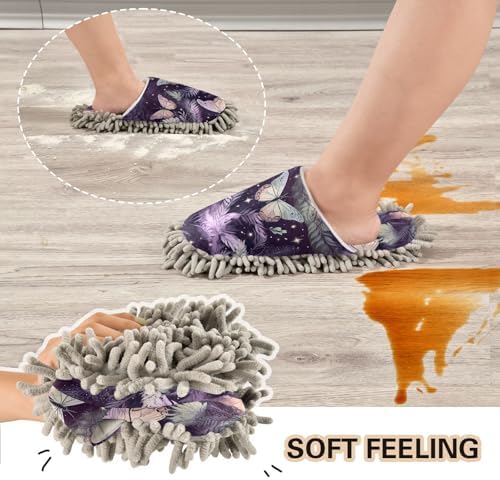 Butterfly Purple Mop Slippers Unisex Comfortable Cleaning Footwear