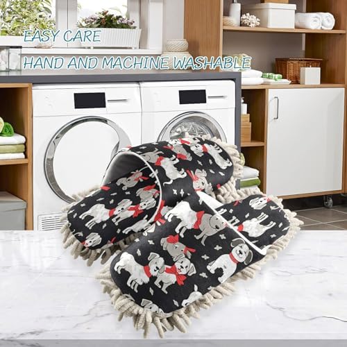 Dog Pattern Microfiber Cleaning Slippers - Washable Floor Mop Slippers