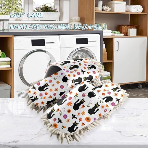 Burbuja Black Cats Mop Slippers for Home Cleaning