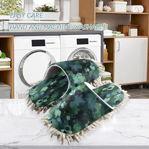 Zhirexin Dark Green Mop Slippers for Home Cleaning