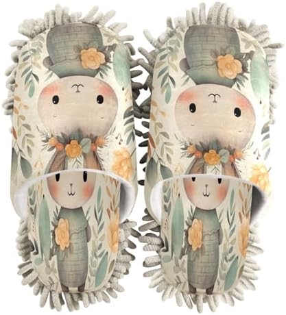 Bulletgxll Cartoon Rabbit Mop Slippers Washable Floor Mop