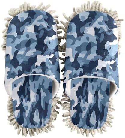 Zhirexin Blue Microfiber Mop Slippers for House Cleaning