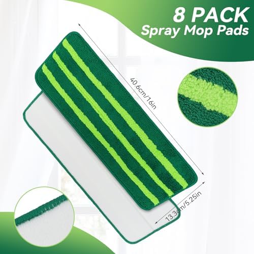 Sgizoku Mop Head Replacement - 8 Pack Washable Microfiber Pads for Wet Dry Cleaning